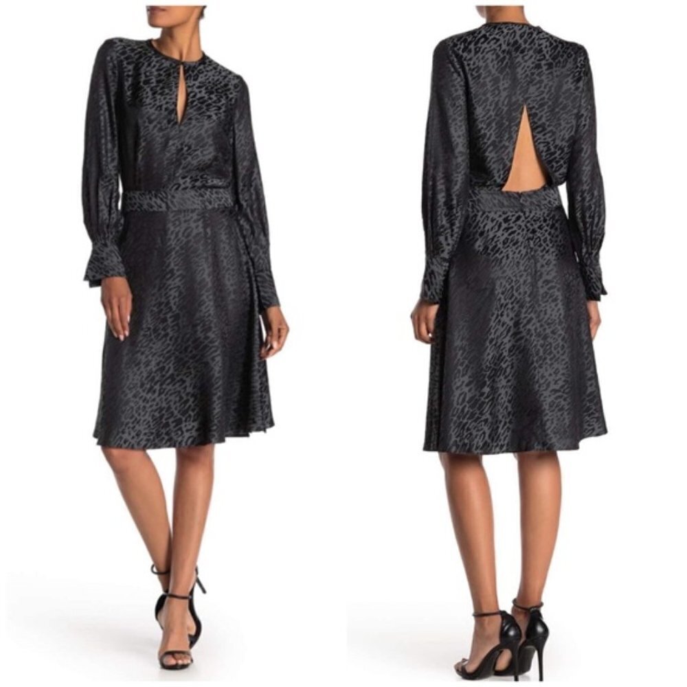 NEW Equipment 2 Magnolia A-Line Silk Midi Dress Open Back Animal Leopard print